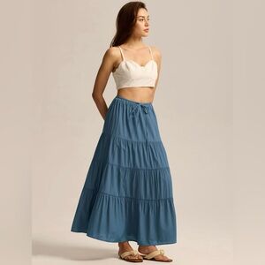 Elegant Blue Maxi Skirt